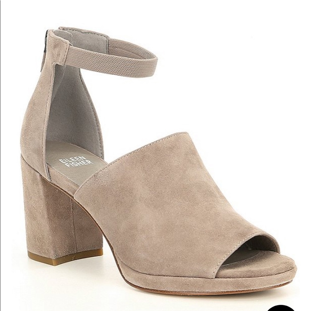 Eileen Fisher - Matty Suede Peep Toe Sandals